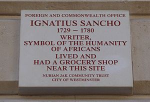 Ignatius Sancho Plaque in King Charles Street