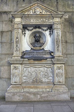 Joseph Bazalgette memorial, Victoria Embankment - close up view