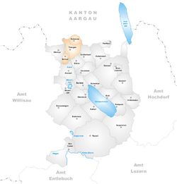 Karte Gemeinden des Bezirks Sursee 2004