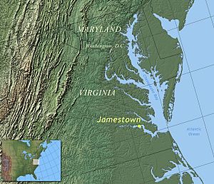 Location in eastern Virginia