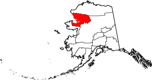 Map of Alaska highlighting Northwest Arctic Borough
