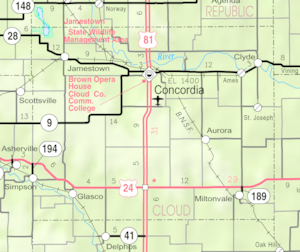 KDOT map of Cloud County (legend)