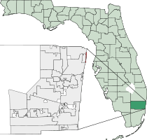 Location of Hillsboro Beach in Broward County, Florida