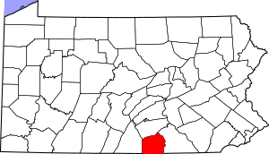 Map of Pennsylvania highlighting Adams County
