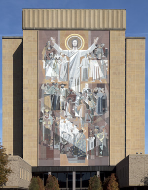 Mosaic of Christ on the side of the Hesburgh Library entitled "The Word of Life," but often referred to as Touchdown Jesus at the University of Notre Dame, a Catholic research university located in LCCN2013650748