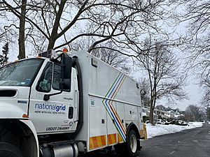 National Grid Truck on Chestnut Road, Flower Hill Country Estates, Flower Hill, NY, December 20, 2020