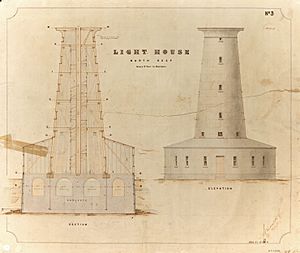 North Reef Lighthouse - Section and Elevation, 1877