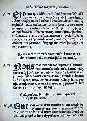 Ordonnance de Villers Cotterets August 1539