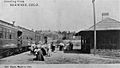 People boarding a train at the Shawnee depot, circa late 1800s - DPLA - e0b201c59bea89f203494f37fe0ee671