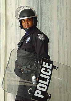 Police officer in riot gear