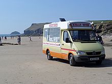 Polzeath Beach, Cornwall. Mercedes Sprinter Kellys Ice Cream Van (14535453175)