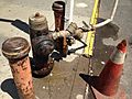 Reduced pressure zone device connected to a fire hydrant at a construction site