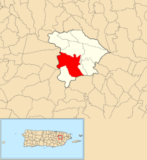 Location of Rincón within the municipality of Gurabo shown in red