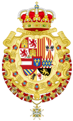 Royal Greater Coat of Arms of Spain (1700-1761) Version with Golden Fleece and Holy Spirit Collars