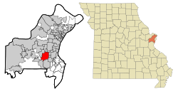 Location of Kirkwood, Missouri