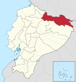 Location of Sucumbíos Province in Ecuador.