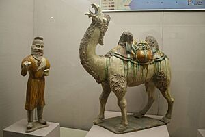 Tang Dynasty sancai pottery camel and man