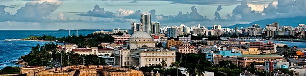 The Skyline of San Juan with the Capitol of Puerto Rico