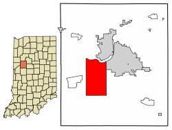 Location of Shadeland in Tippecanoe County, Indiana.
