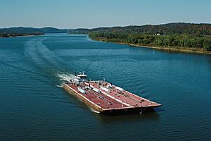 Towboat Ben McCool upbound on Ohio River with two tank barges (1 of 6) 87j082