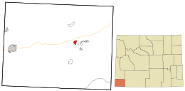 Location in Uinta County and the state of Wyoming