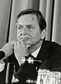 (Olof Palme) Felipe González ofrece una rueda de prensa junto al primer ministro de Suecia. Pool Moncloa. 28 de septiembre de 1984 (cropped)