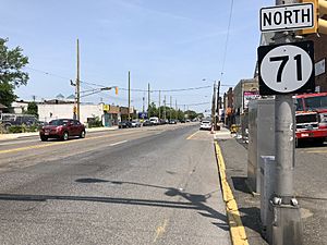 2018-05-25 12 27 58 View north along New Jersey State Route 71 (Main Street) at Monmouth County Route 16 (Asbury Avenue) in Asbury Park, Monmouth County, New Jersey