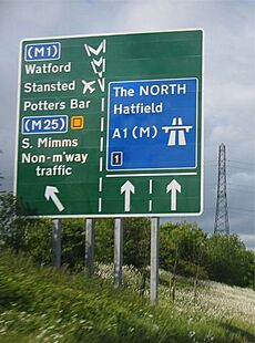 A1(M) sign at junction 1, South Mimms