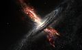 Artist’s impression of stars born in winds from supermassive black holes