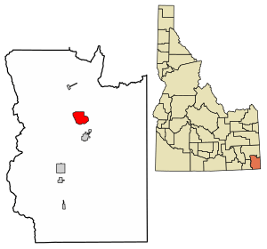 Location of Bennington in Bear Lake County, Idaho.