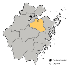 Location of Shaoxing City jurisdiction in Zhejiang