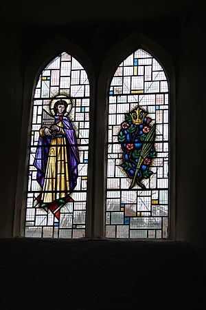 Church of St Peter, Marksbury glass commemorating Chew Valley Flood
