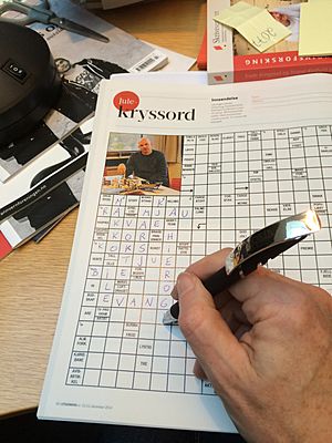 Crossword solving using ballpoint pen
