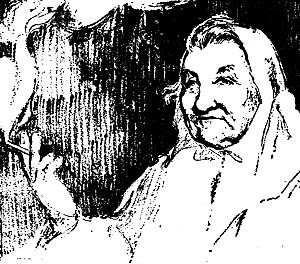 Drawing by Marguerite Martyn of Catherine Breshkovsky with cigarette in 1919