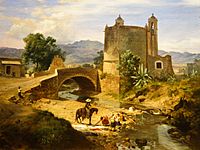 El Puente de San Antonio en el camino de San Ángel junto a Panzacola, 1855 - Eugenio Landesio