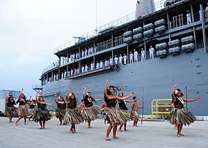 Flickr - Official U.S. Navy Imagery - Island dancers perform for the submarine tender USS Frank Cable.