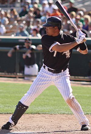 Kosuke Fukudome batting for the Chicago White Sox in 2012 Spring Training (Cropped)