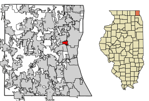 Location of Park City in Lake County, Illinois.