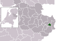 Highlighted position of Oldenzaal in a municipal map of Overijssel