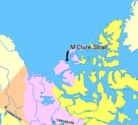 Map indicating McClure Strait, Northwest Territories, Canada