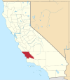 State map highlighting San Luis Obispo County