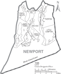 Map of Newport County Rhode Island With Municipal Labels