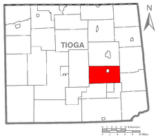Map of Tioga County Highlighting Covington Township