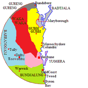 Map of Traditional Lands of Australian Aboriginal peoples in SE Qld
