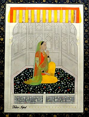 Miniature painting of Moran Sarkar, a Muslim nautch dancer of the court Ranjit Singh and a claimed wife of his