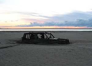 Morecambe Bay, abandoned car