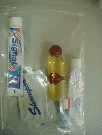 My gels and liquids (max 100ml) in a regulation plastic bag (1355852892)