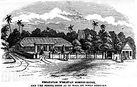 Negapatam Wesleyan Mission-House and the school-romm as it will be when rebuilt (October 1855, p.108, Rev. Thomas Hodson) - Copy