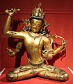 Nepal, bodhisattva della sapienza manjushri, bronzo dorato, xv secolo