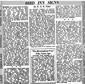 Newspaper article on bird sign collecting